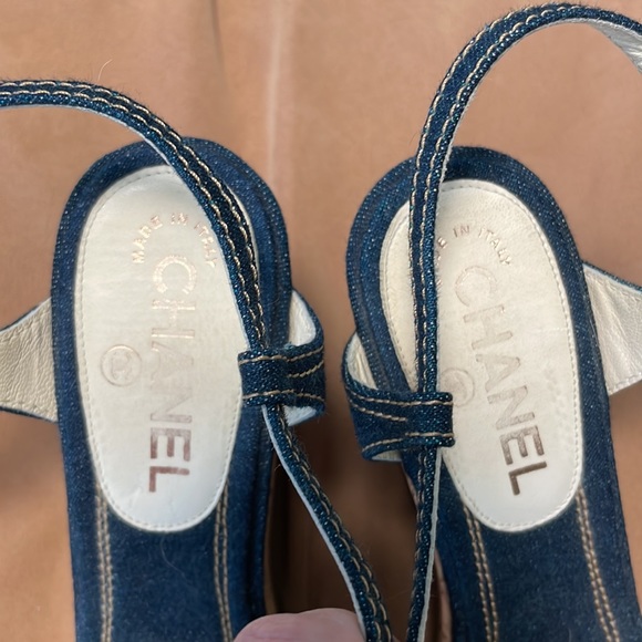 Chanel Camelia Denim Platform Sandals - Picture 2 of 4